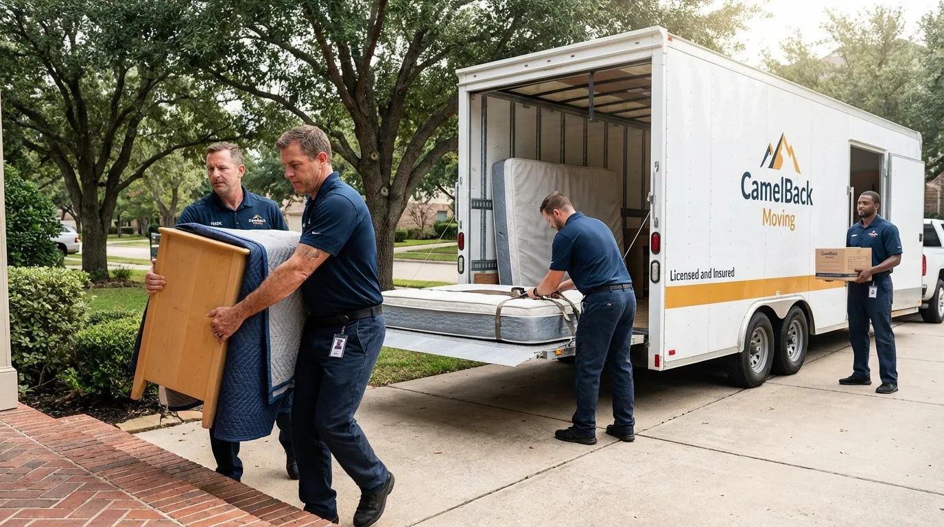 Crew loading residential truck for cross-state move from Waterford, MI