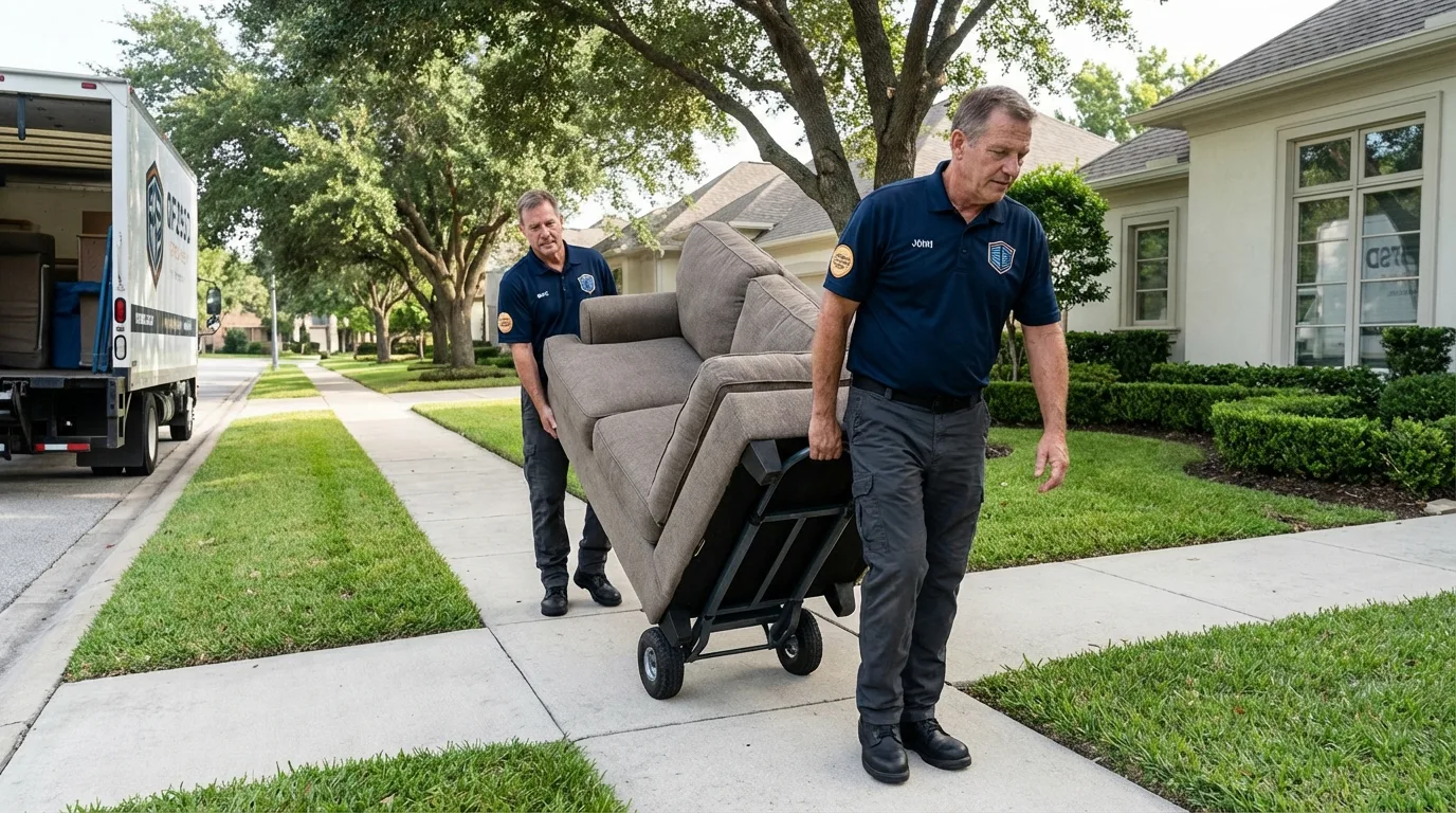 Local residential moving crew loading furniture in Waterford, MI